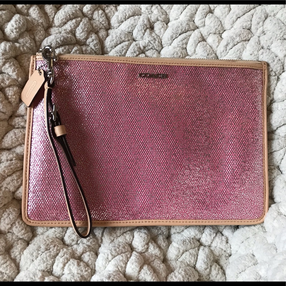 Coach Crackled Wristlet Lg